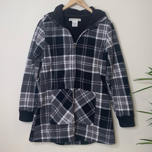 David Brooks | Hooded Plaid Medium Pile Fleece Lined Jacket Full Zip Pockets M - Picture 1 of 16